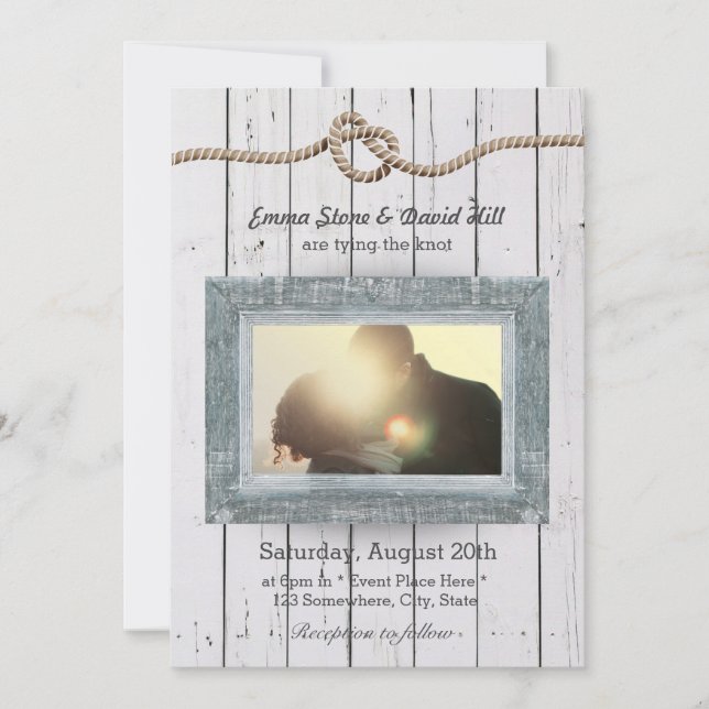 Invitación Boda Rústico de fondo de madera meteorológica (Anverso)