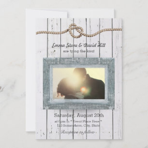Invitación Boda Rústico de fondo de madera meteorológica