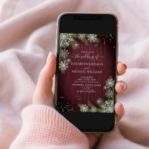 Invitación Boda Rústico de Fotografía de Madera de Invierno d