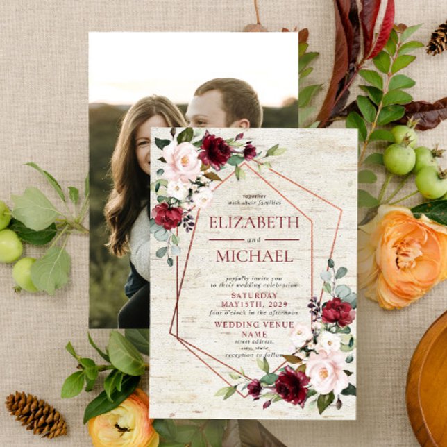 Invitación Boda Rústico de Fotografía Geométrica de Cobre en  (Subido por el creador)