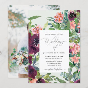 Invitación Boda Rústico de Fotos Florales de Romance
