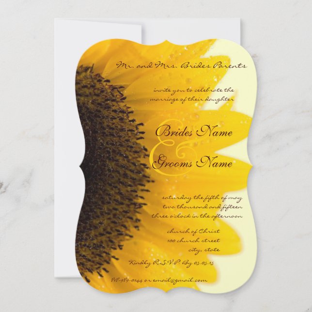 Invitación Boda Rústico de Girasol de Farmhouse (Anverso)