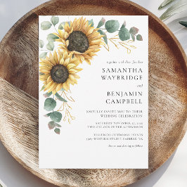 Invitación Boda Rústico de girasoles y eucalipto