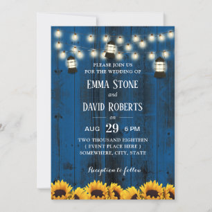 Invitación Boda Rústico de girasoles y farolillos de granero