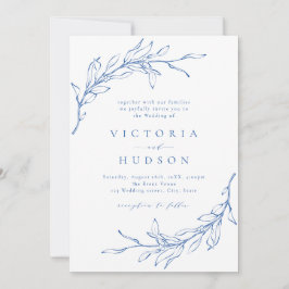 Invitación Boda rústico de guirnalda azul simple