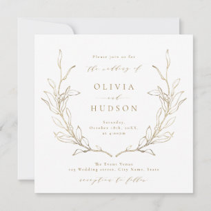 Invitación Boda rústico de guirnaldas botánicas simples de or