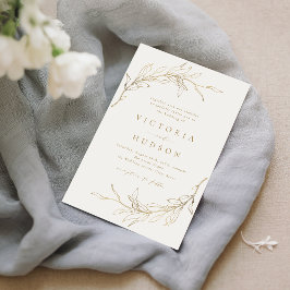 Invitación Boda rústico de guirnaldas botánicas simples de or