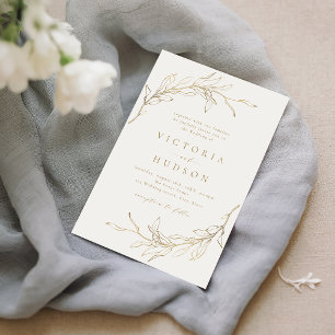 Invitación Boda rústico de guirnaldas botánicas simples de or