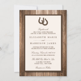 Invitación Boda Rústico de Herradura y Madera Marrón