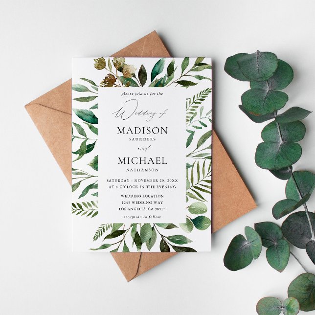 Invitación Boda Rústico de hojas y eucalipto (Subido por el creador)