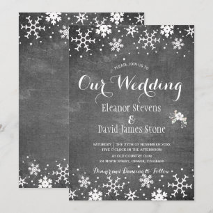 Invitación Boda rústico de invierno en pizarra de nieve