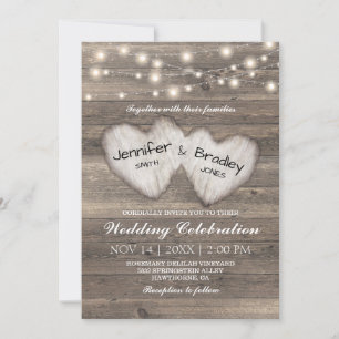 Invitación Boda Rústico de la cadena de luces del país