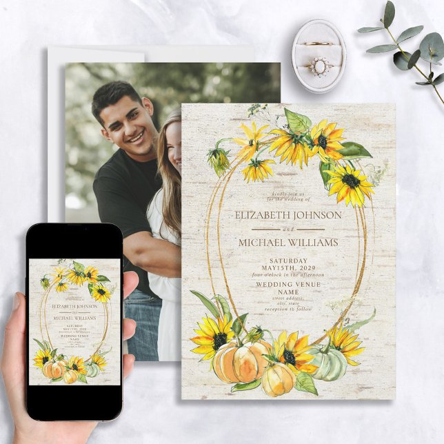 Invitación Boda Rústico de la Calabaza de Giro (Subido por el creador)