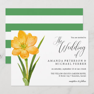 Invitación Boda rústico de la flor amarilla Crocus de moda