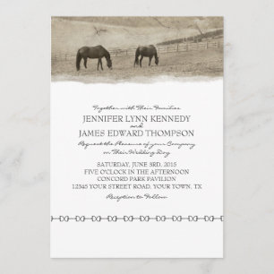 Invitación Boda Rústico de la granja de caballos