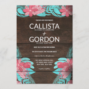 Invitación Boda Rústico  de la Granja de Madera Verde azulada