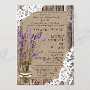 Invitación Boda Rústico de la madera de lavanda