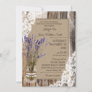 Invitación Boda Rústico de la madera de lavanda