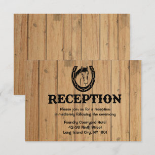 Invitación Boda Rústico de la Madera del Caballo de la Recepc
