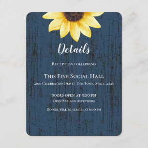 Invitación Boda Rústico de la Marina Azul Girasol y enciende