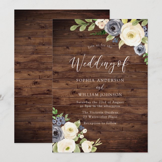 Invitación Boda Rústico de la Marina y el Champagne (Anverso / Reverso)