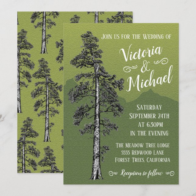 Invitación Boda Rústico de la Montaña en el bosque (Anverso / Reverso)