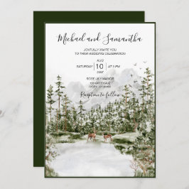 Invitación Boda Rústico de la Selva de Montaña de Acuarela