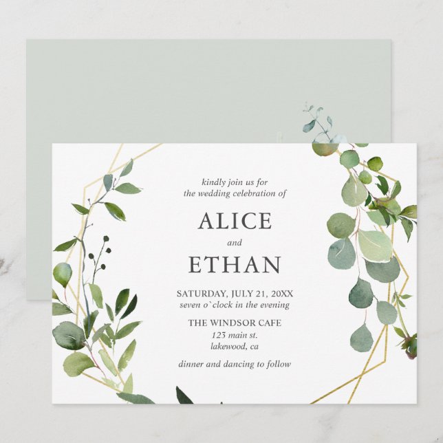 Invitación Boda rústico de la vegetación botánica del Boho (Anverso / Reverso)