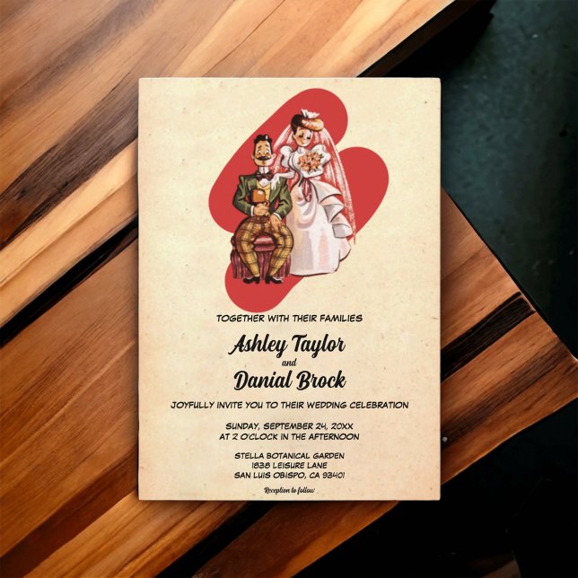 Invitación Boda Rústico de la vieja pareja romántica retro vi (Subido por el creador)
