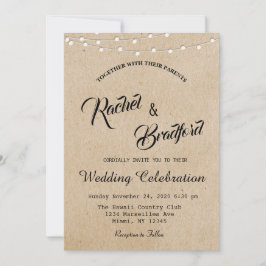 Invitación Boda Rústico de las luces de cadena de cosecha