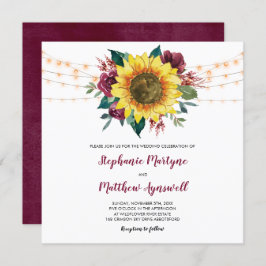 Invitación Boda Rústico De Las Luces Florales De Girasol