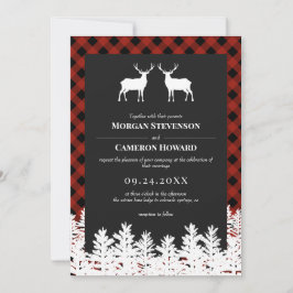 Invitación Boda Rústico de los Deer Bucks de Red Buffalo Chec
