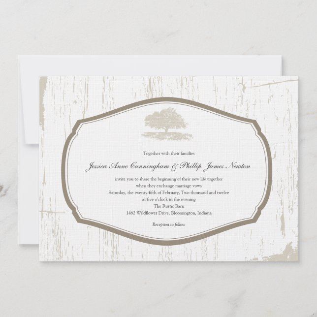 Invitación Boda Rústico de los establos de roble (Anverso)