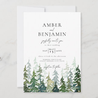 Invitación Boda rústico de madera de color de agua para bosqu