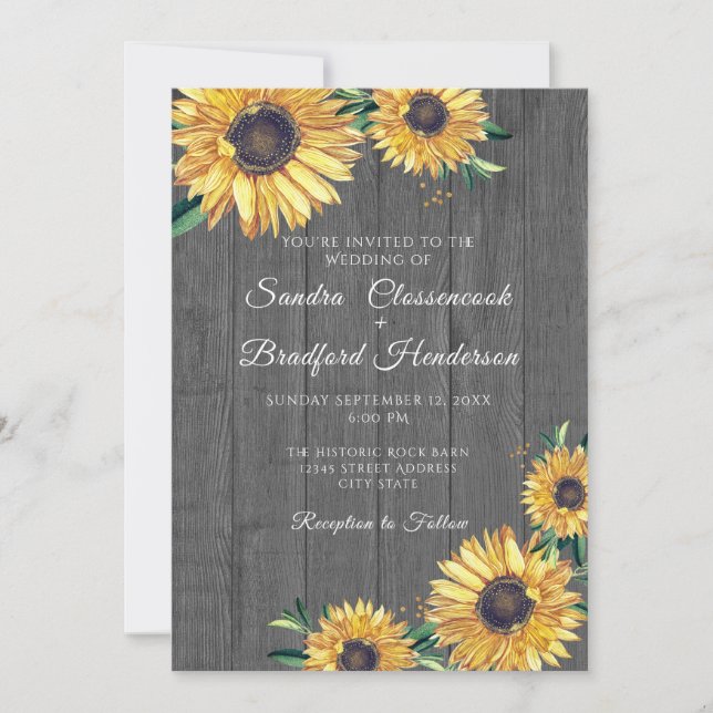 Invitación Boda Rústico De Madera Gris De Giro (Anverso)