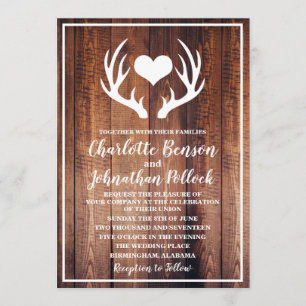 Invitación Boda Rústico De Madera Oscura Y Antártaros Blancos
