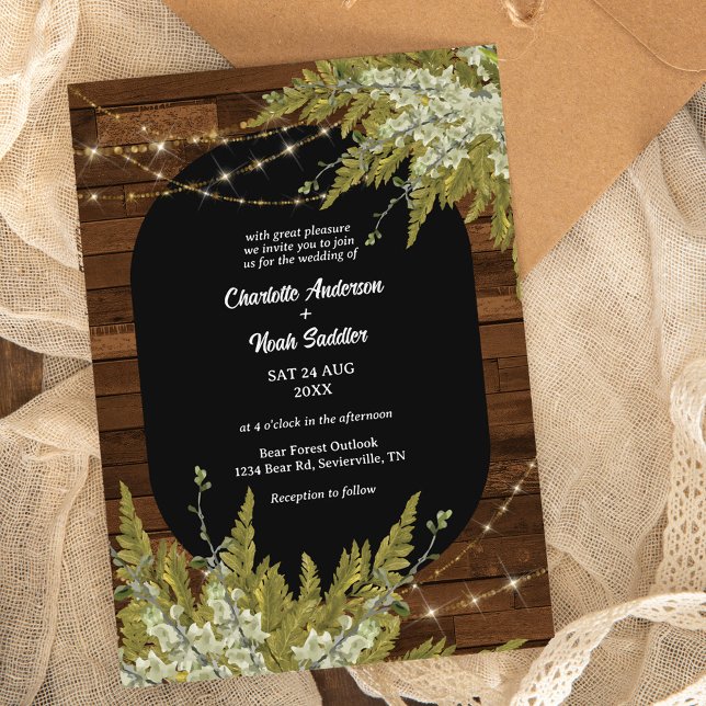 Invitación Boda rústico de madera y vegetación (Subido por el creador)