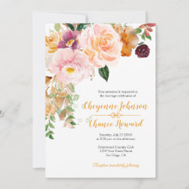 Invitación Boda Rústico de malva rosa azafrán |