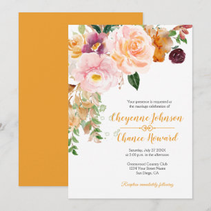 Invitación Boda Rústico de malva rosa azafrán