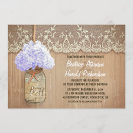 Invitación boda rústico de mason jar hidrangea