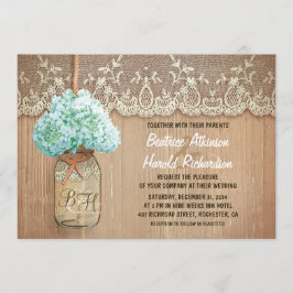 Invitación boda rústico de mason jar hidrangea