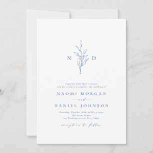 Invitación Boda rústico de monograma botánico de elegancia az