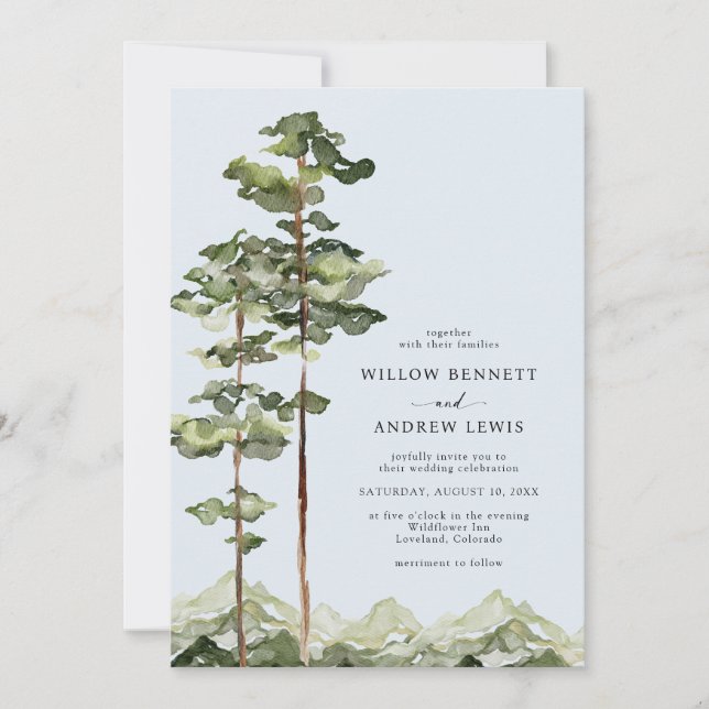 Invitación Boda Rústico de Montaña (Anverso)