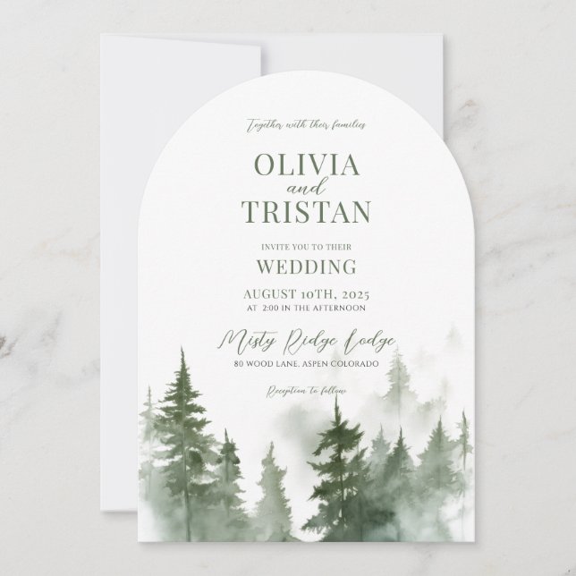 Invitación Boda Rústico de Montaña (Anverso)