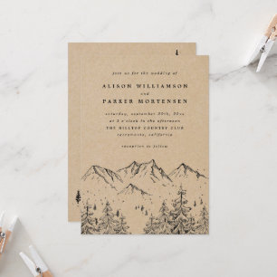 Invitación Boda Rústico de Montañas Kraft y Pinas