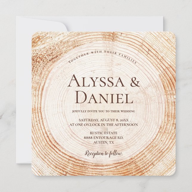 Invitación Boda Rústico de Mountain Boho Wood (Anverso)