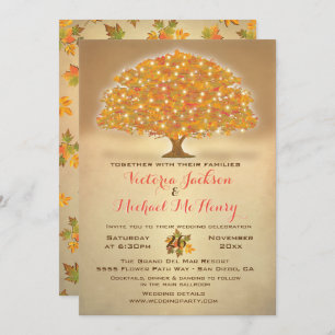 Invitación Boda rústico de otoño con luces de trineo