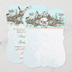 Invitación Boda Rústico de Pergamino de Bronce para Aves Fore