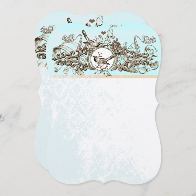 Invitación Boda Rústico de Pergamino de Bronce para Aves Fore (Anverso / Reverso)