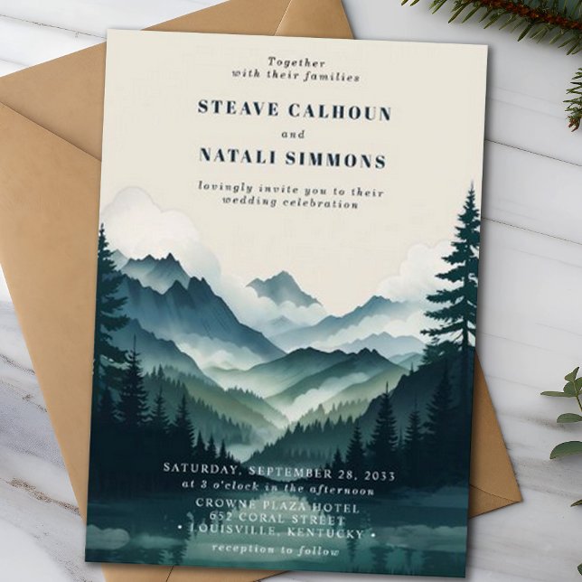 Invitación Boda Rústico de Pinos de Madera de Montaña (Subido por el creador)